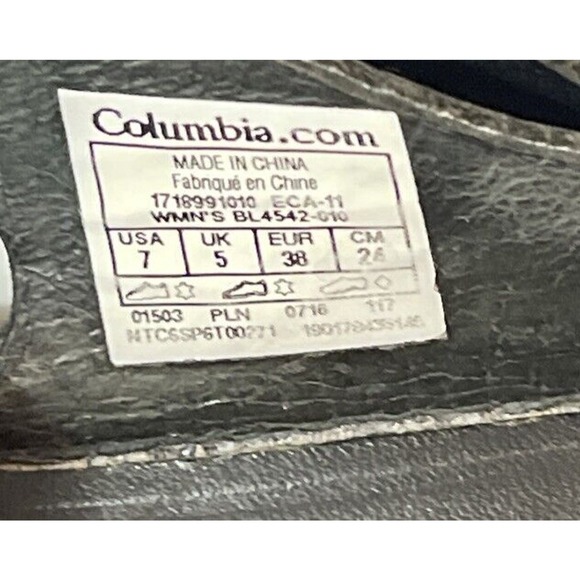 COLUMBIA Women’s 7 Black Leather Slip In Strappy Sandals - Picture 3 of 5